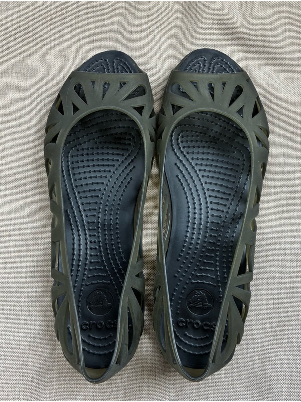 CROCS Adrina III Translucent Cutout Peep-Toe Jelly Flats - Picture 4 of 5